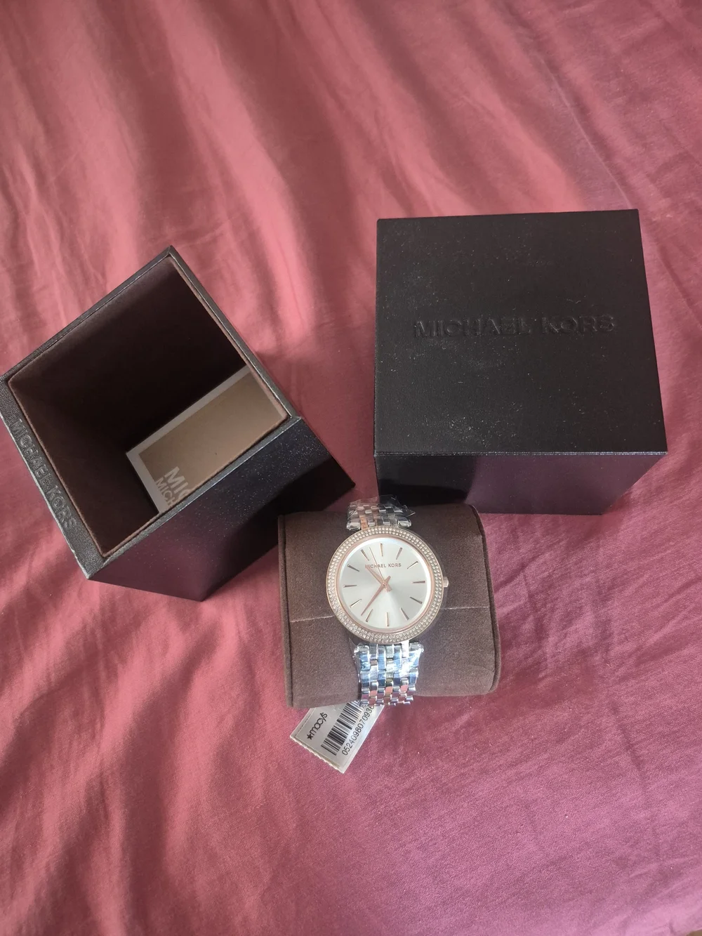 Michael Kors Two-Tone Silver and Rose Gold Crystal Bezel Women's Watch